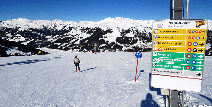 Overzichtelijk skigebied met overwegend makkelijke pisten in Hochkrimml © WintersportOostenrijkGids.nl