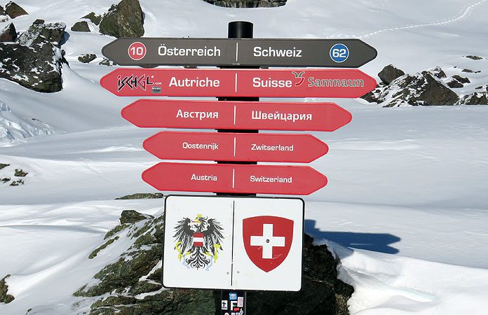 In Ischgl kun je skiën in Oostenrijk en Zwitserland. © WintersportOostenrijkGids.nl