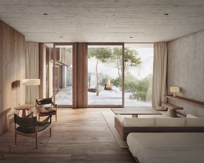 Designhotel Wiesergut Hinterglemm start winter met nieuwe luxe suites en gym | WintersportOostenrijkGids.nl Artist impression van de BergSuite, de kleinste van de twee nieuwe accommodaties © Wiesergut