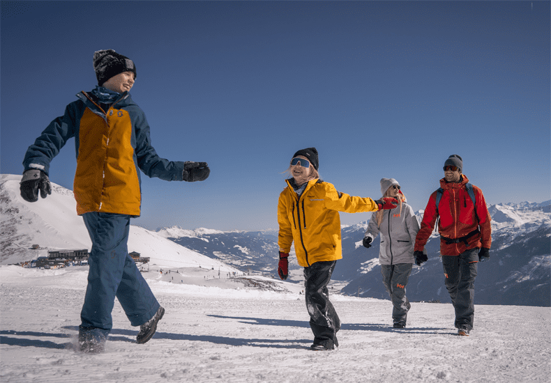 In de Wildkogel-Arena kunnen winterwandelaars en skiërs heel makkelijk bij de pistenrestaurants afspreken. © Wildkogel - Arena Neukirchen & Bramberg